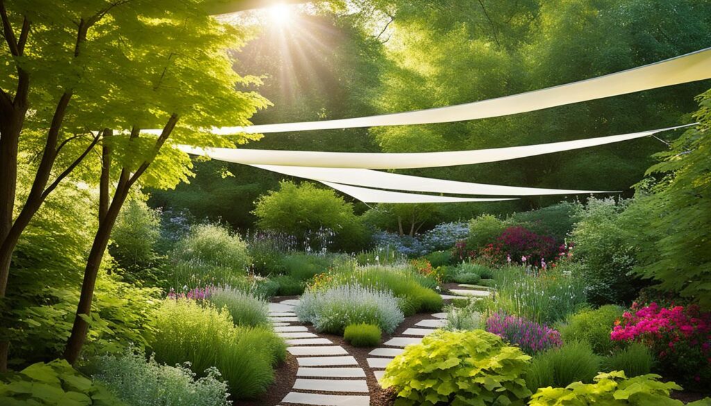 garden design ideas. shade sails